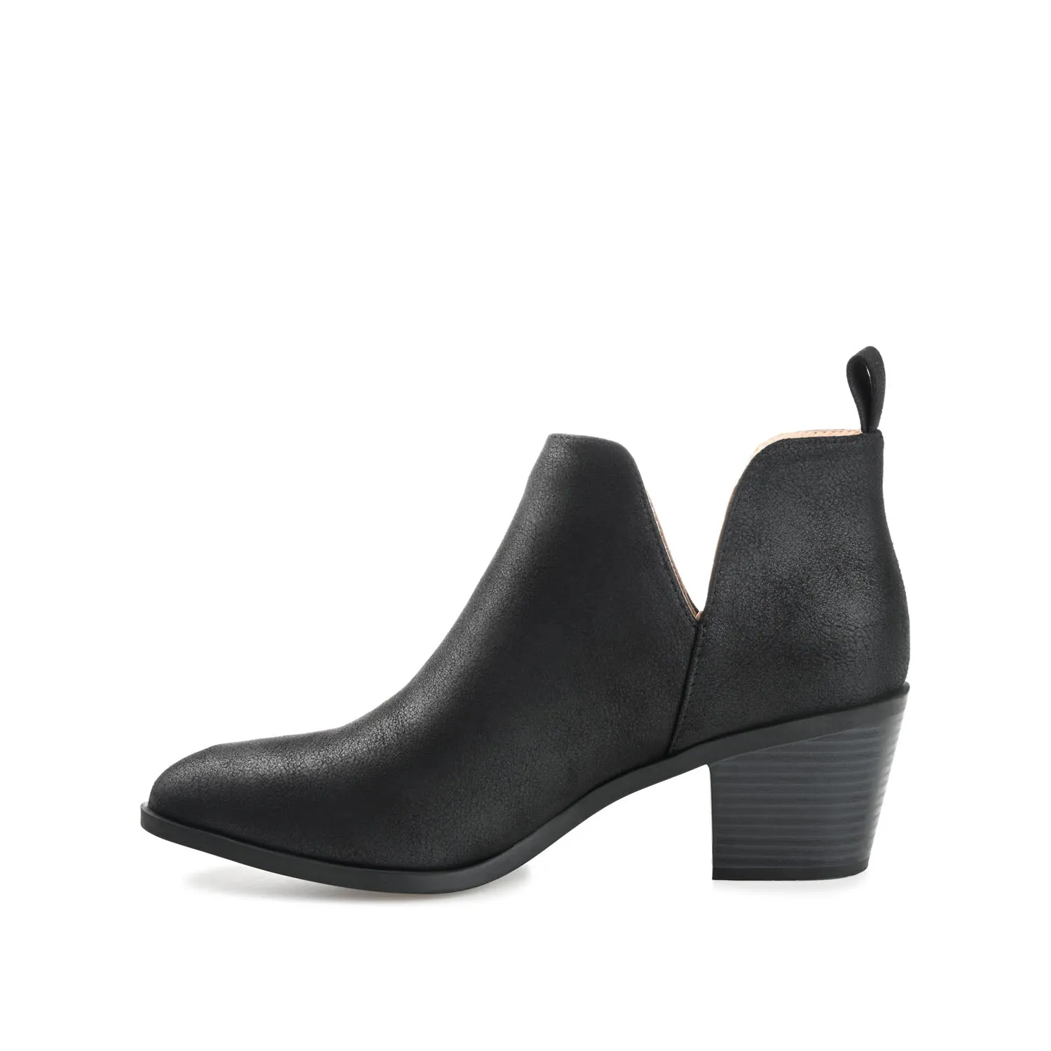 LOLA BLOCK HEELED BOOTIES IN FAUX LEATHER grip sole