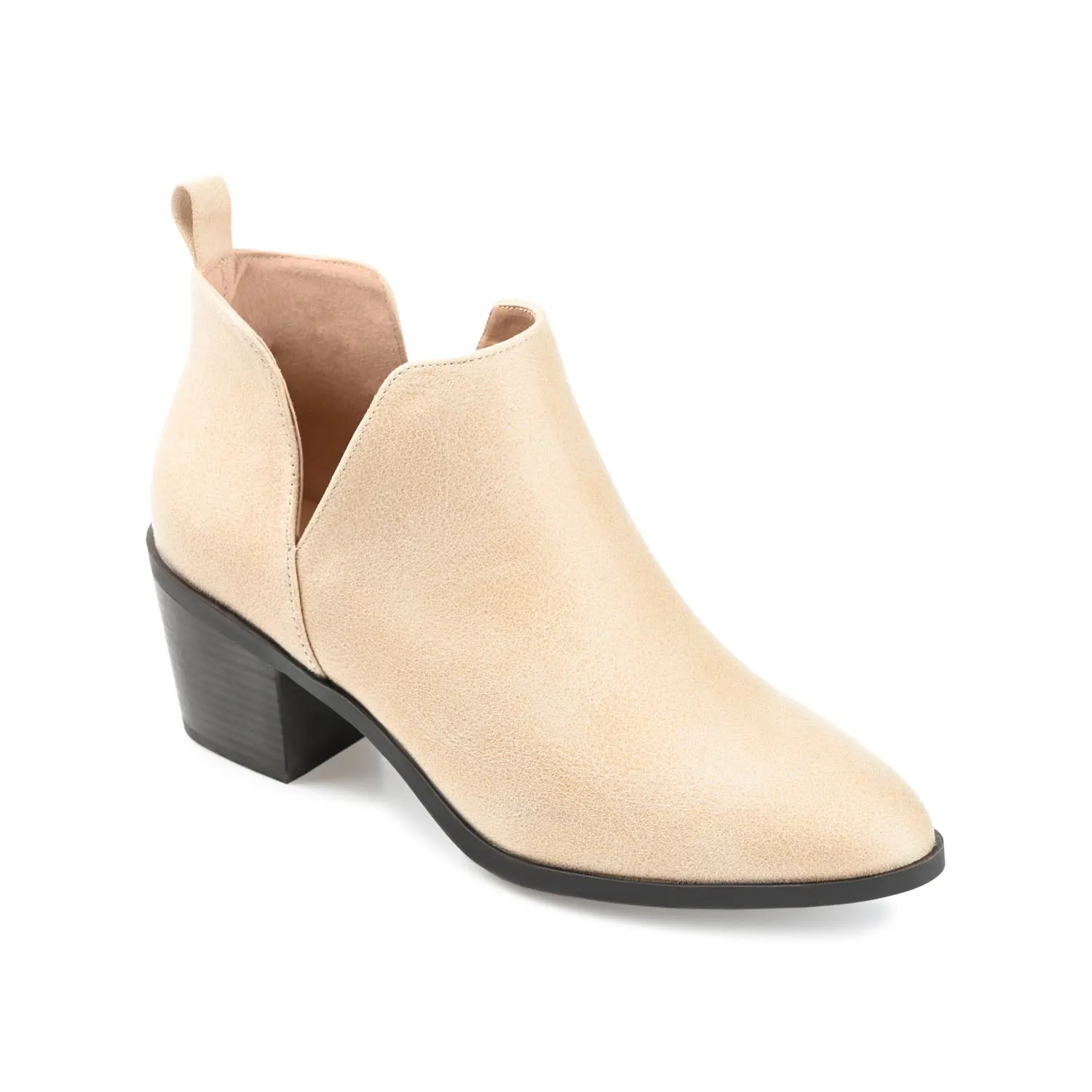 LOLA BLOCK HEELED BOOTIES IN FAUX LEATHER grip sole