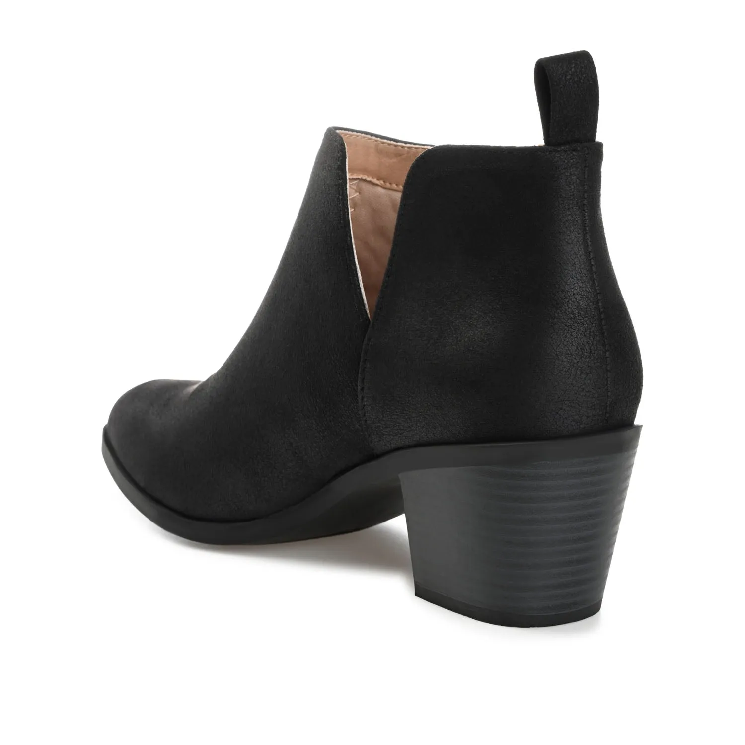 LOLA BLOCK HEELED BOOTIES IN FAUX LEATHER grip sole