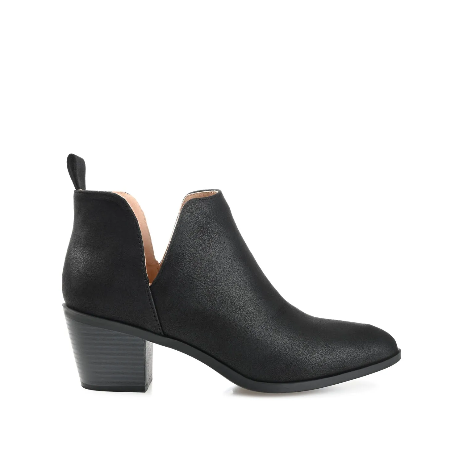 LOLA BLOCK HEELED BOOTIES IN FAUX LEATHER grip sole