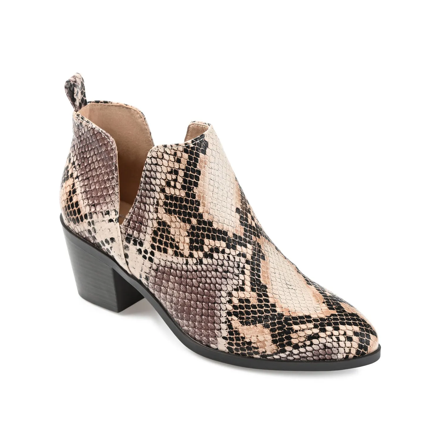 LOLA BLOCK HEELED BOOTIES IN FAUX LEATHER grip sole