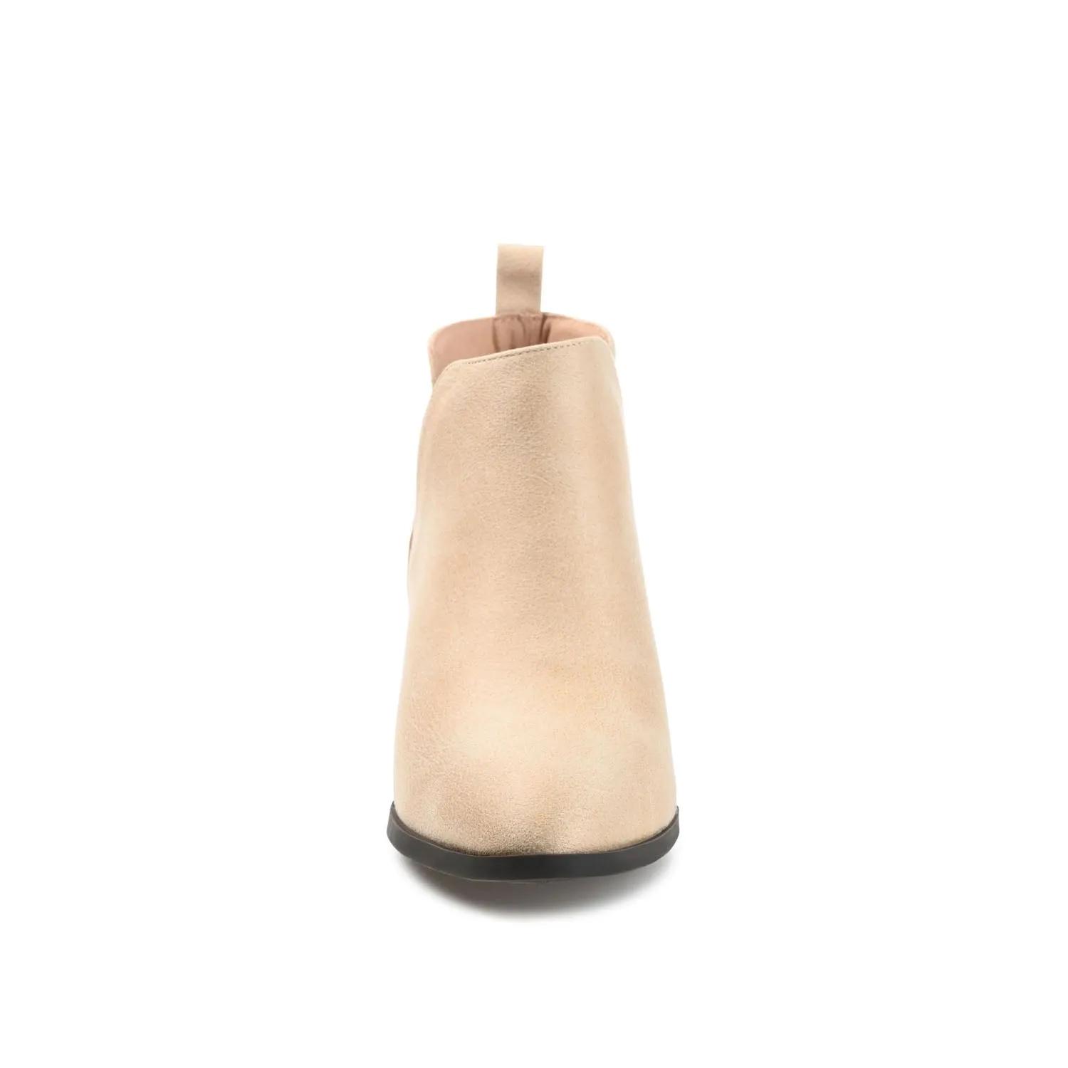 LOLA BLOCK HEELED BOOTIES IN FAUX LEATHER grip sole