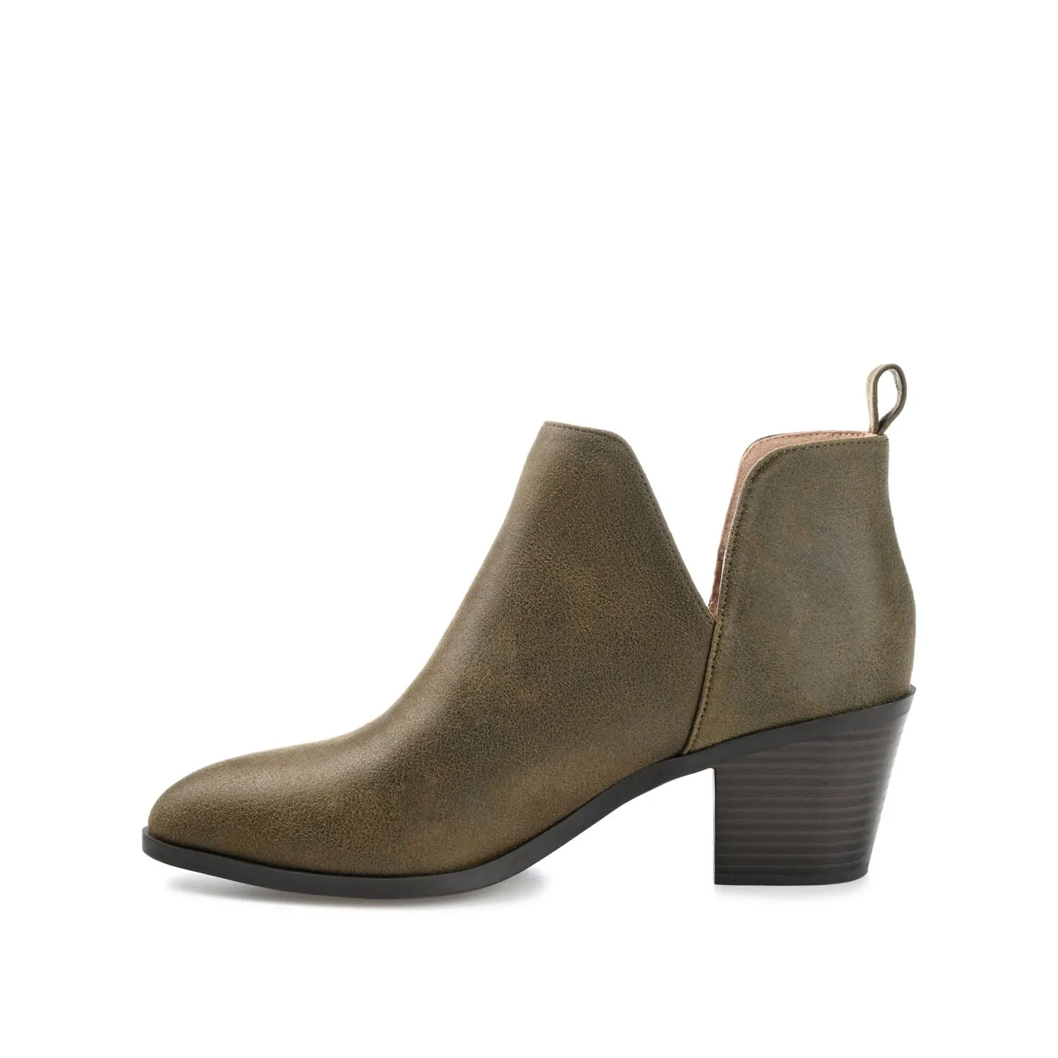 LOLA BLOCK HEELED BOOTIES IN FAUX LEATHER grip sole