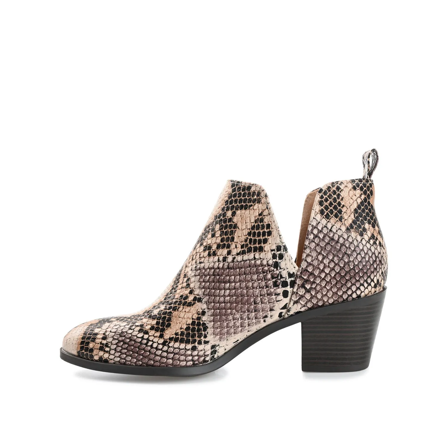 LOLA BLOCK HEELED BOOTIES IN FAUX LEATHER grip sole