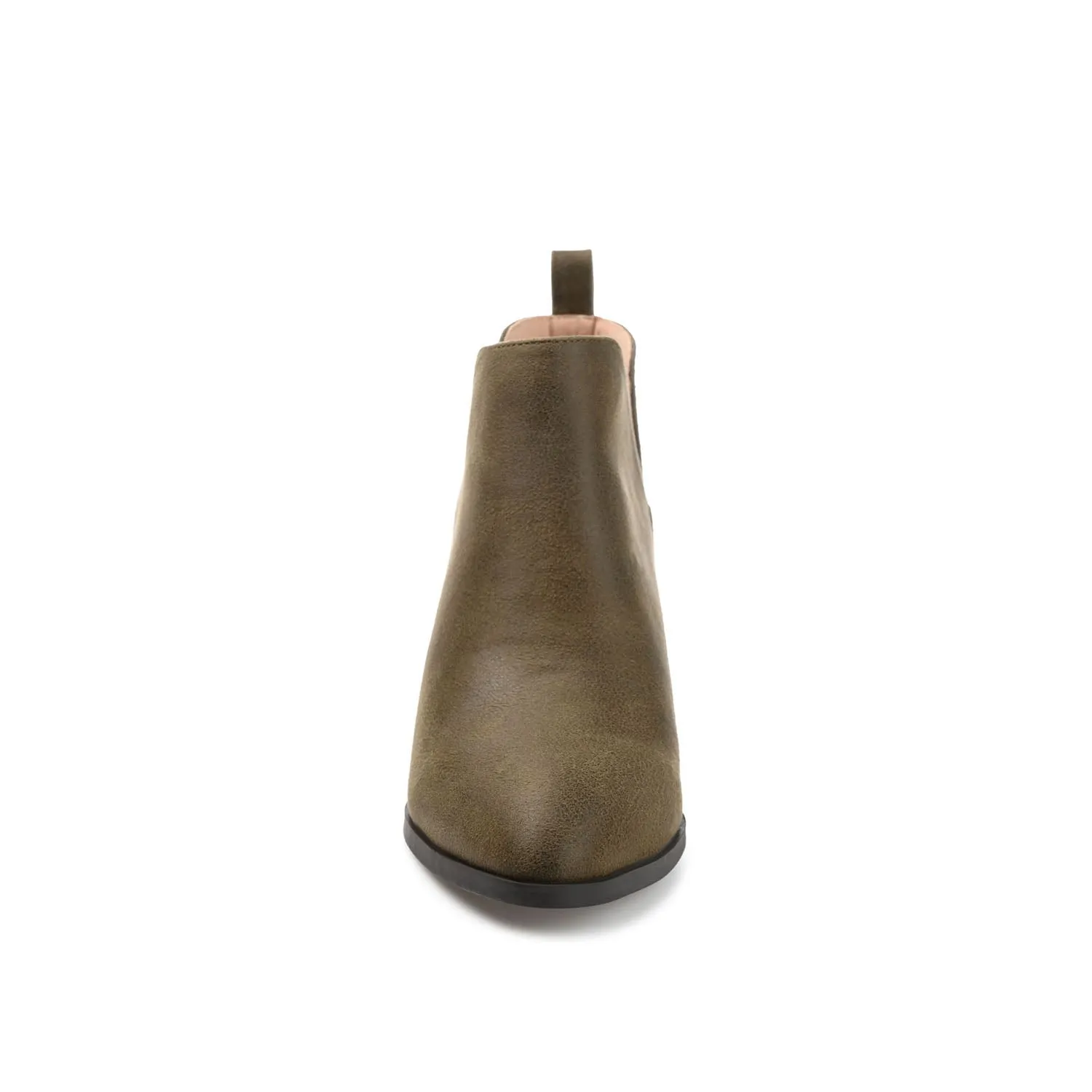 LOLA BLOCK HEELED BOOTIES IN FAUX LEATHER grip sole