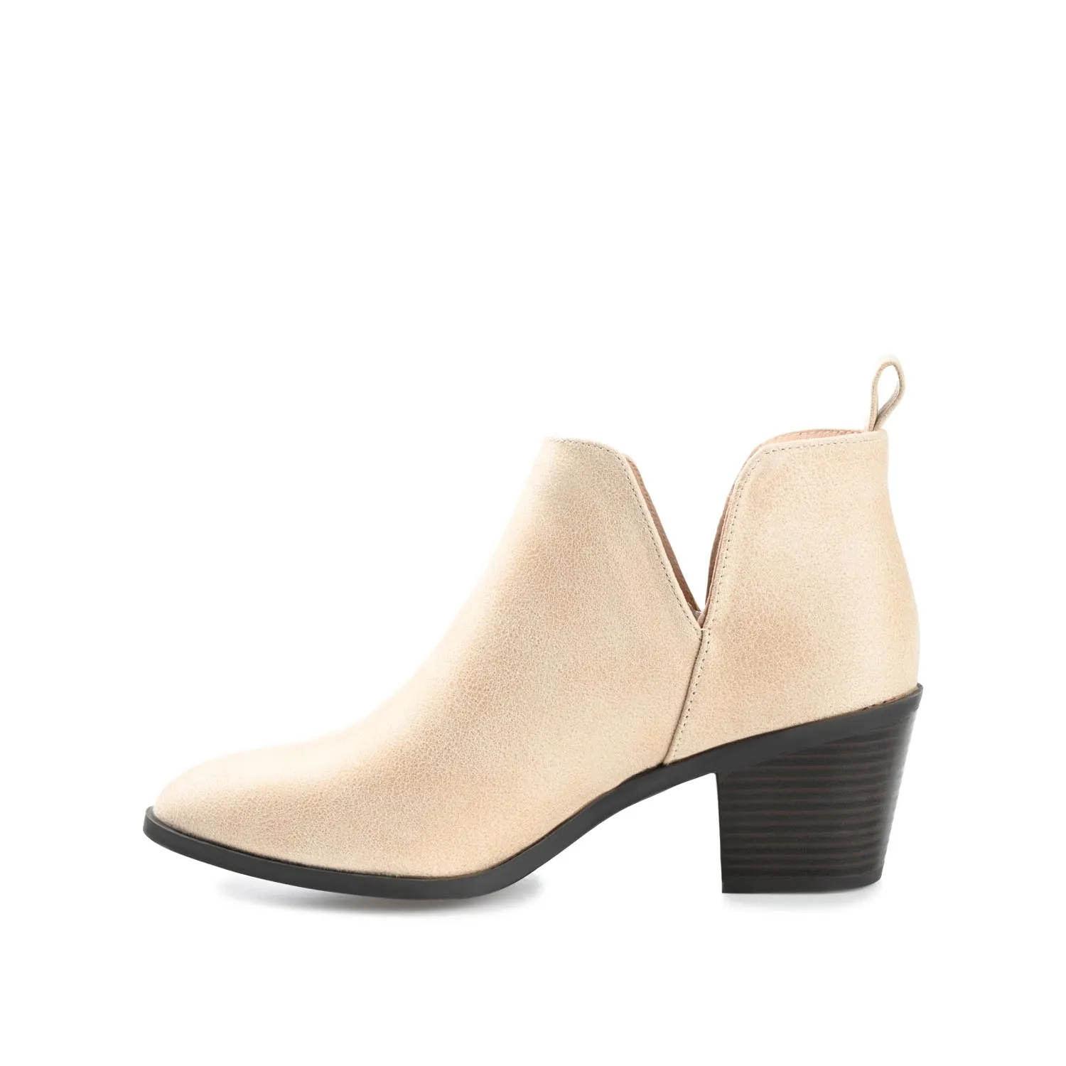 LOLA BLOCK HEELED BOOTIES IN FAUX LEATHER grip sole