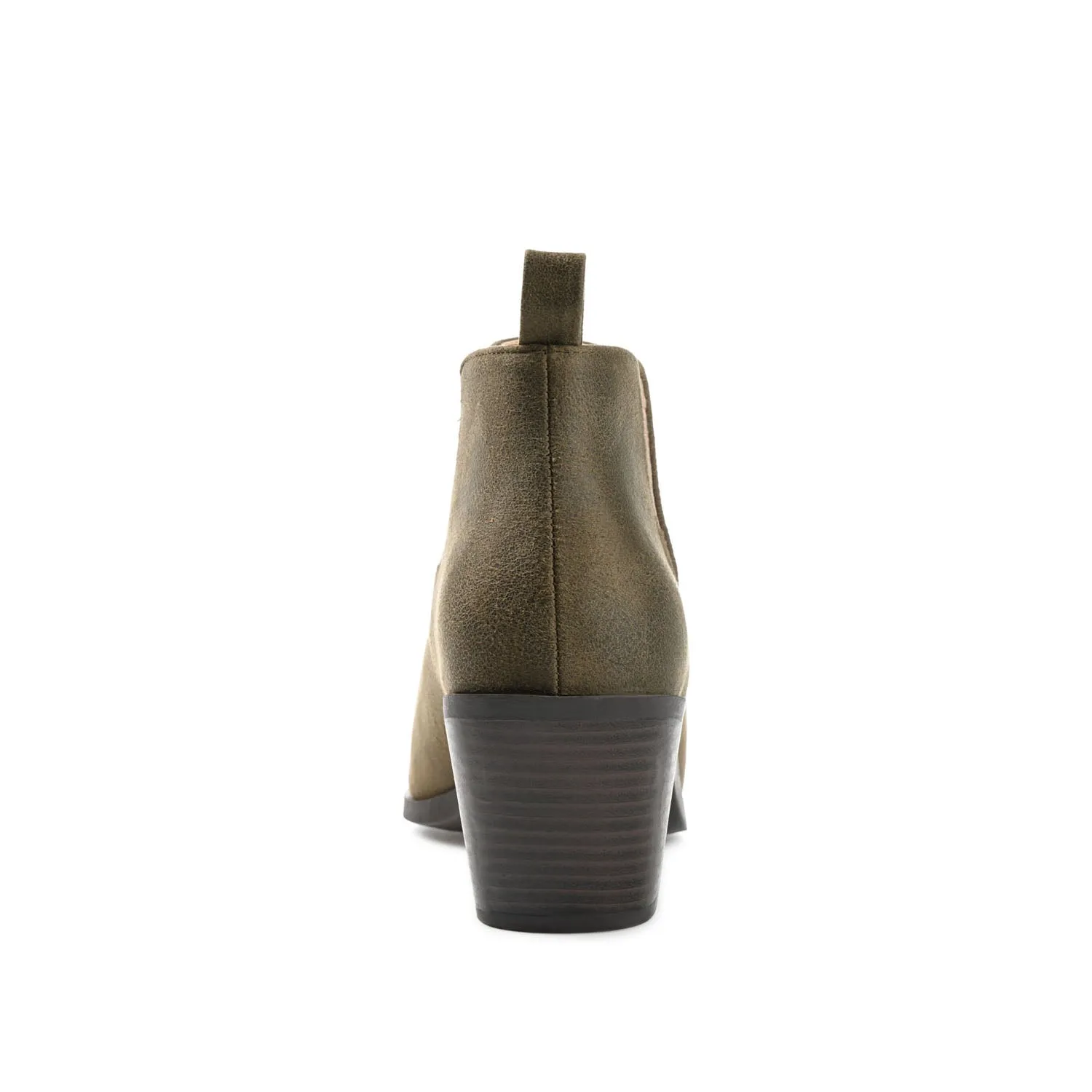 LOLA BLOCK HEELED BOOTIES IN FAUX LEATHER grip sole