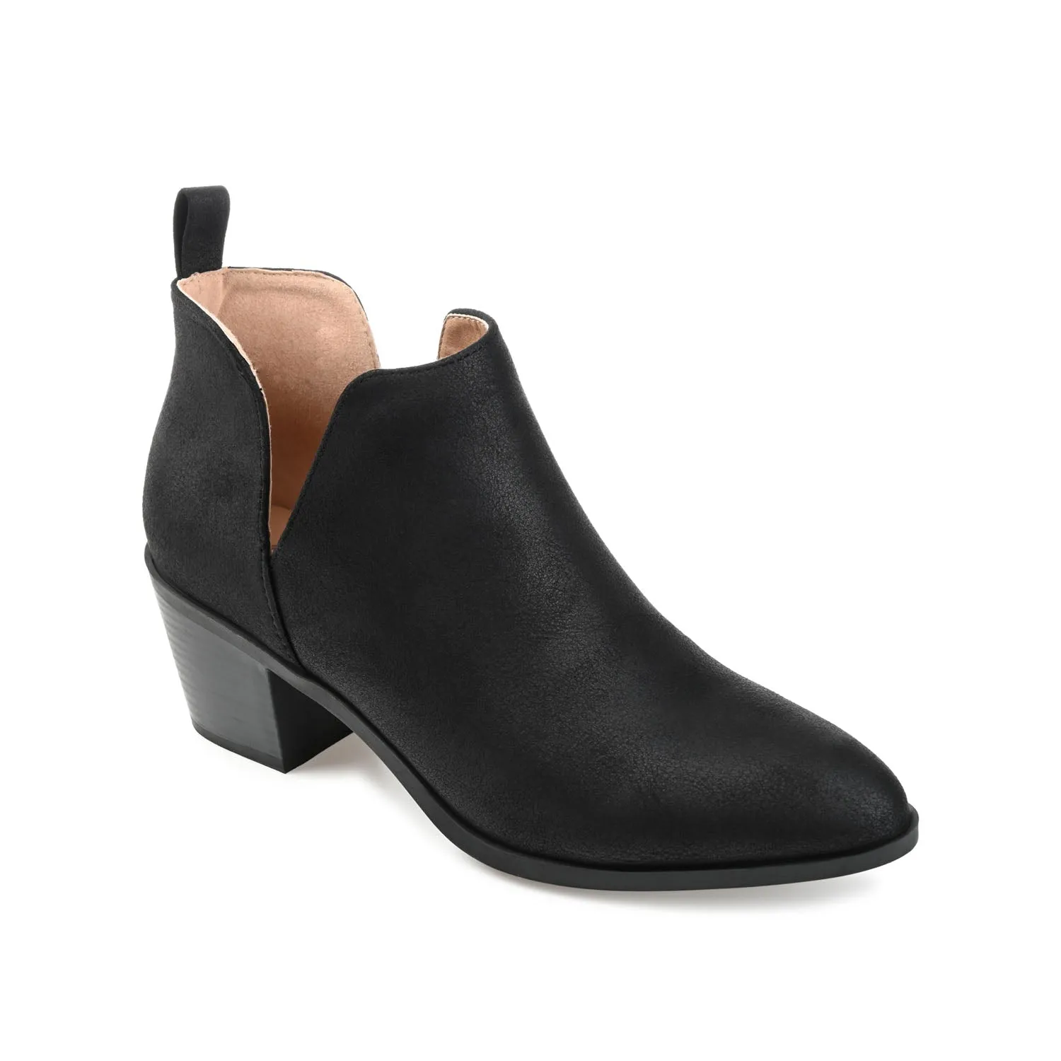 LOLA BLOCK HEELED BOOTIES IN FAUX LEATHER grip sole