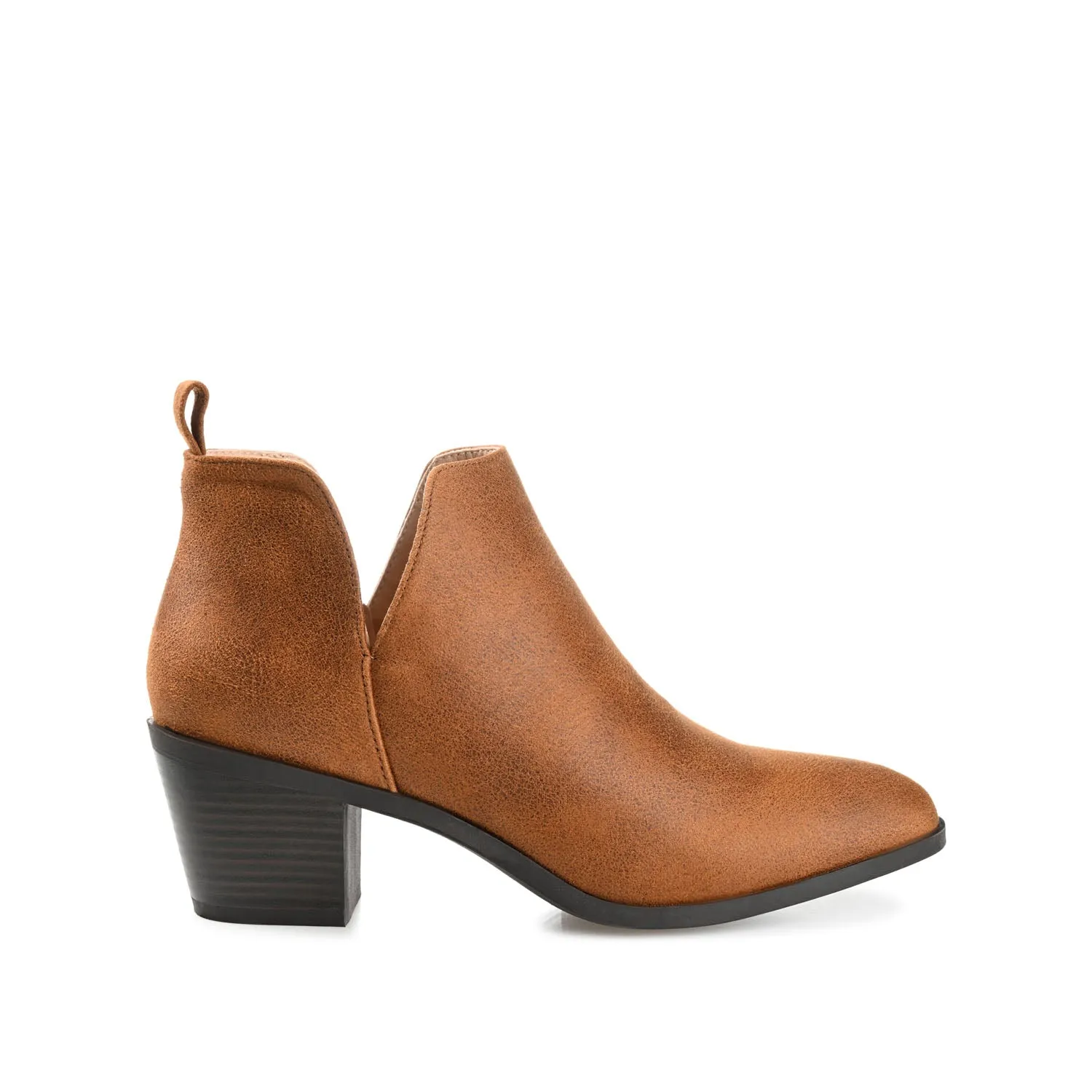 LOLA BLOCK HEELED BOOTIES IN FAUX LEATHER grip sole