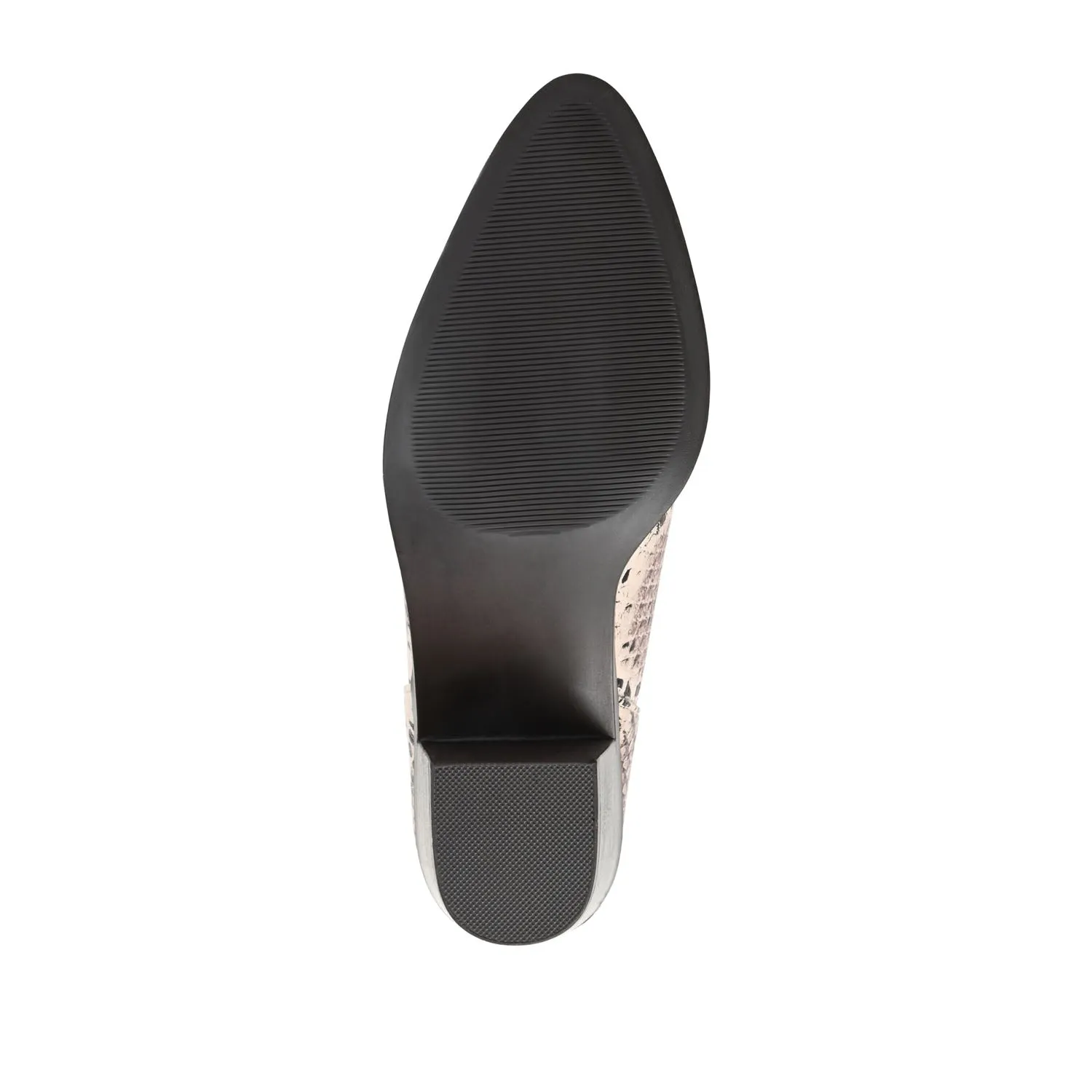 LOLA BLOCK HEELED BOOTIES IN FAUX LEATHER grip sole