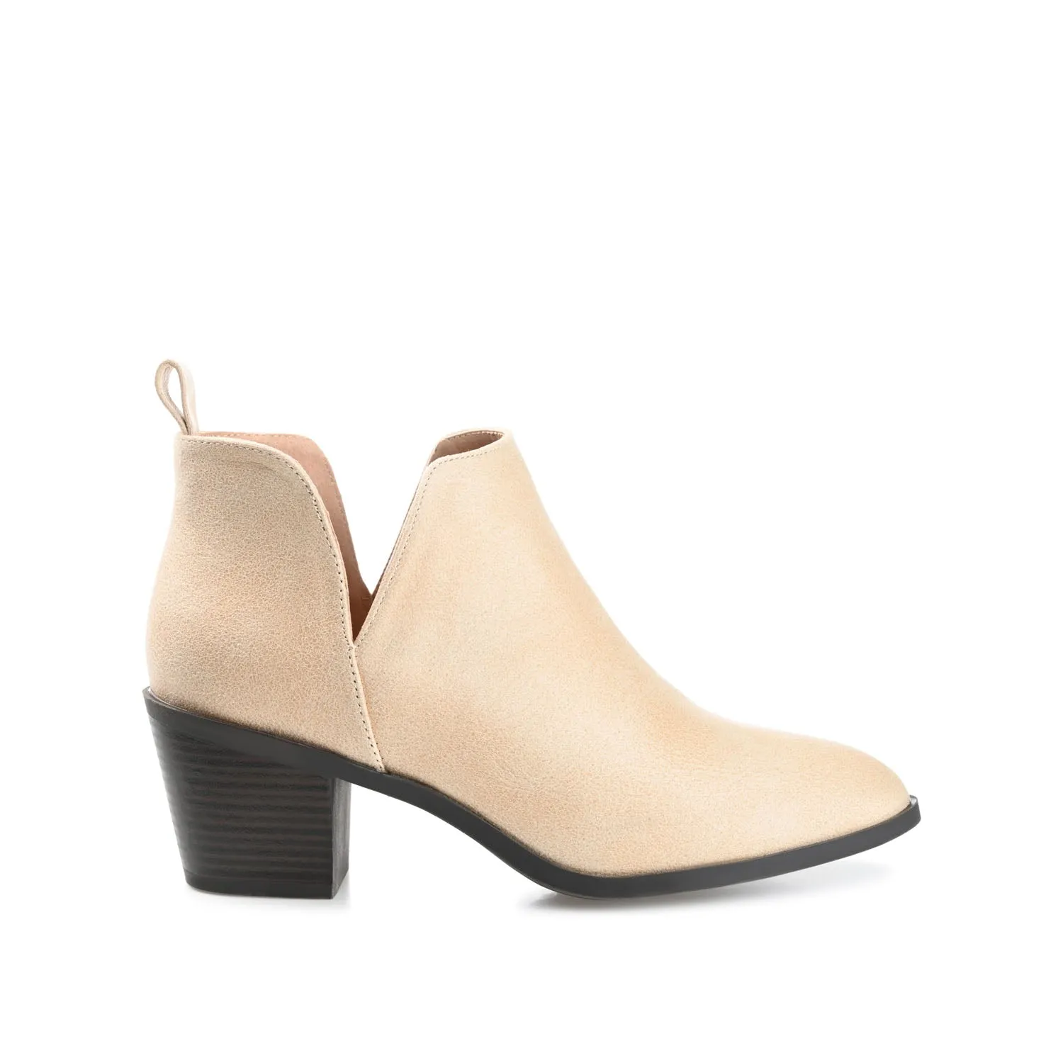 LOLA BLOCK HEELED BOOTIES IN FAUX LEATHER grip sole