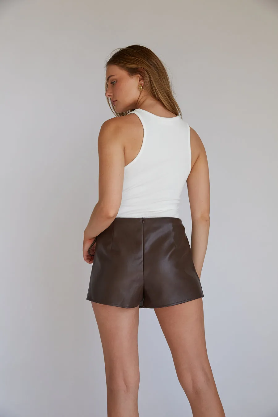 Lolita Faux Leather Wrap Skort cozy edge