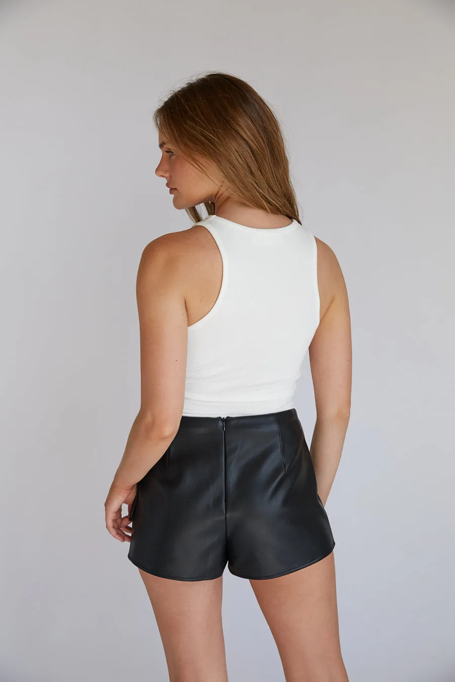 Lolita Faux Leather Wrap Skort cozy edge