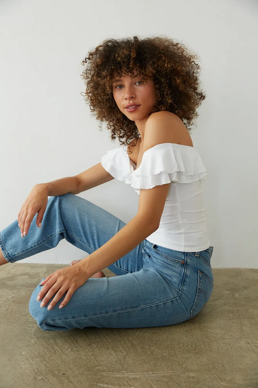 Lolita Off the Shoulder Ruffle Top petite cut
