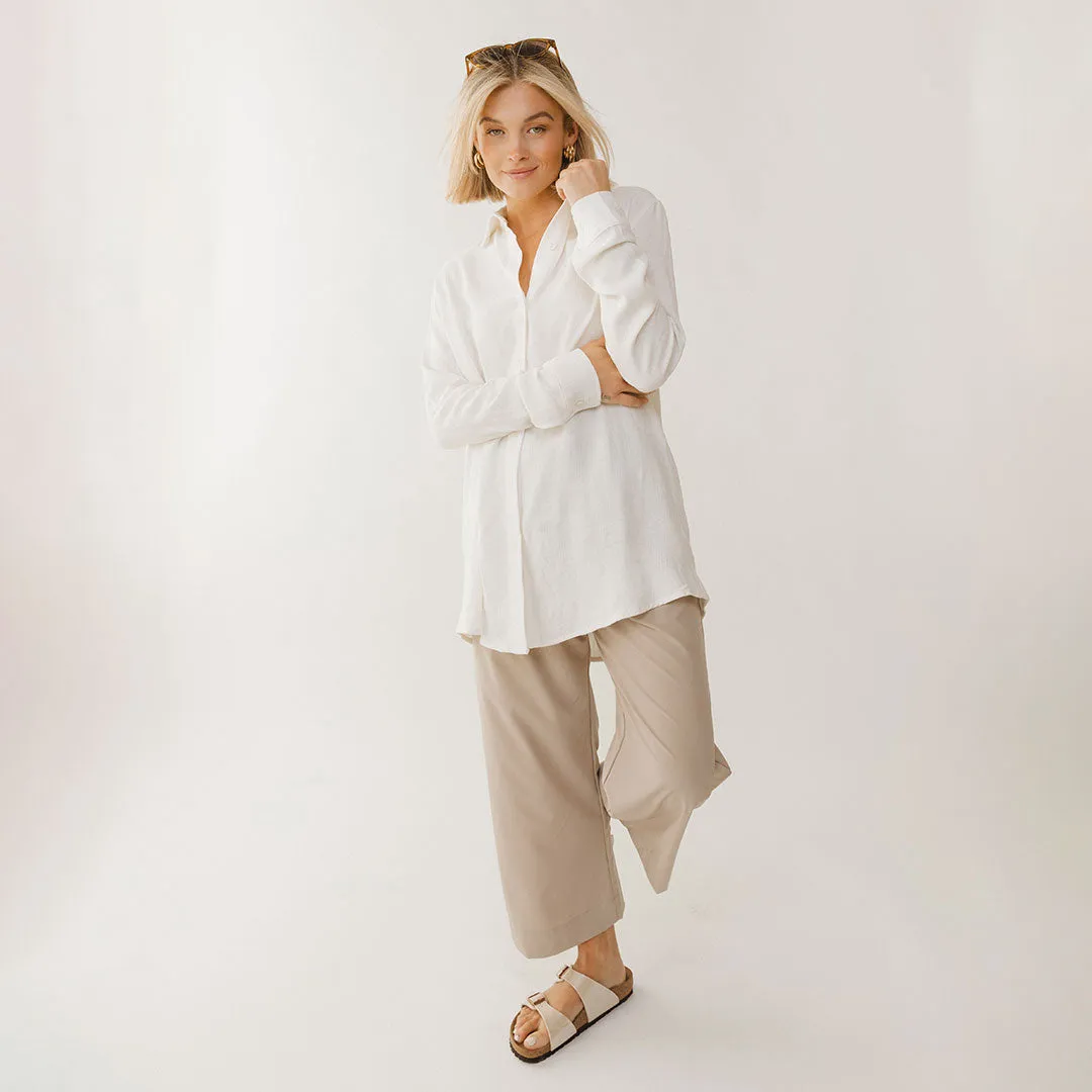 Long Tunic Button Down, White towel ease