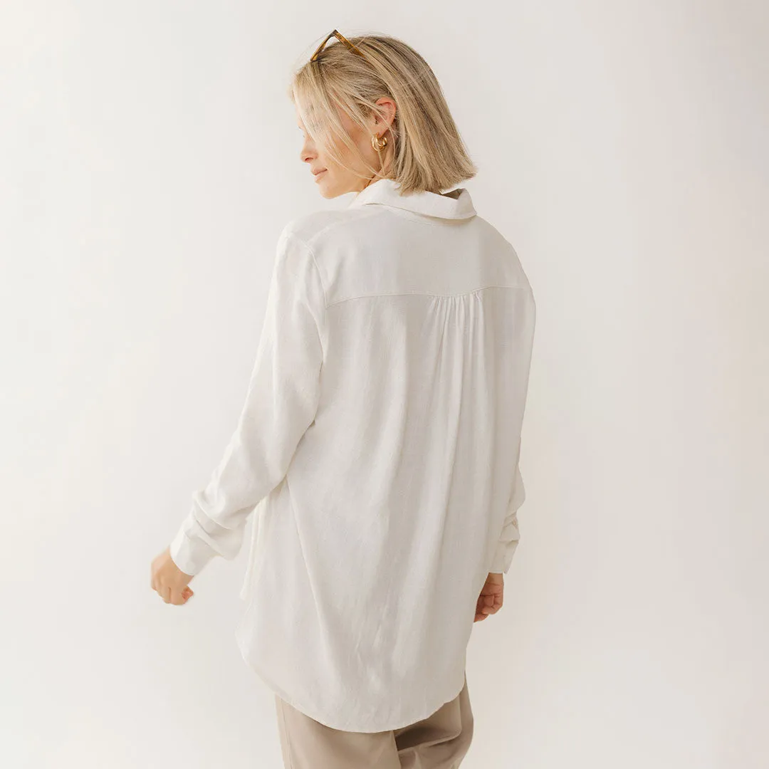 Long Tunic Button Down, White towel ease