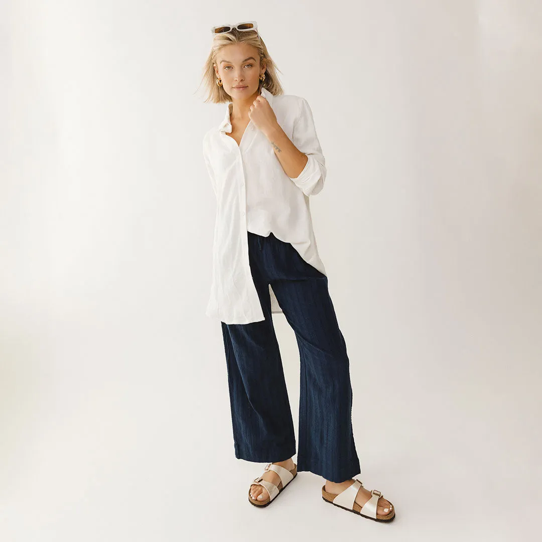 Long Tunic Button Down, White towel ease