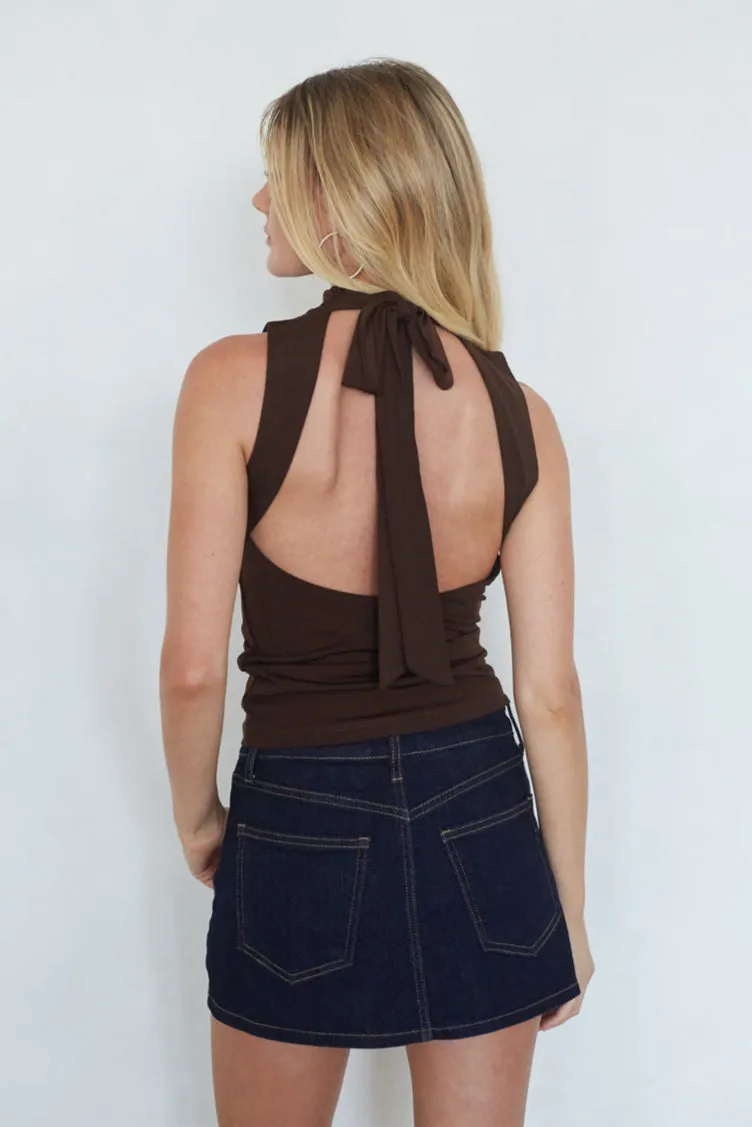 Lorde High Neck Tie Back Top layer quick