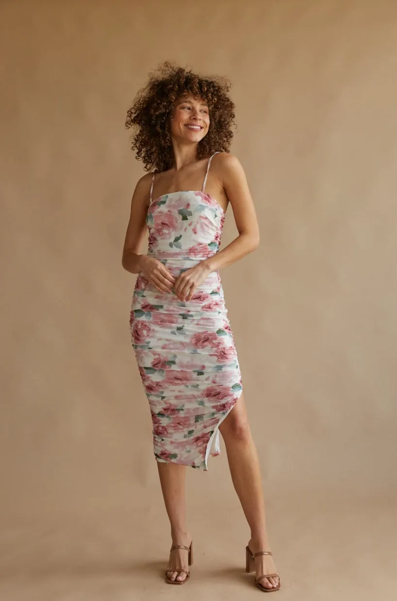 Lorelle Floral Mesh Bodycon Midi Dress match fast
