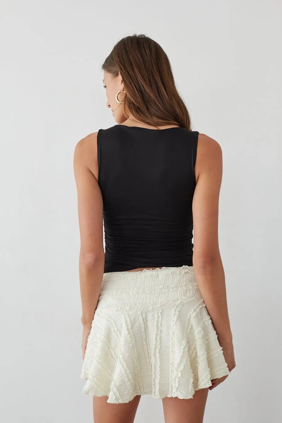 Luciana Ruffle Lace Skater Skirt lounge vibe