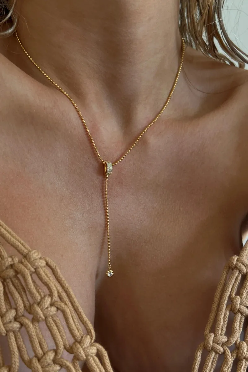LUV AJ Ball Chain Lariat Necklace match tone