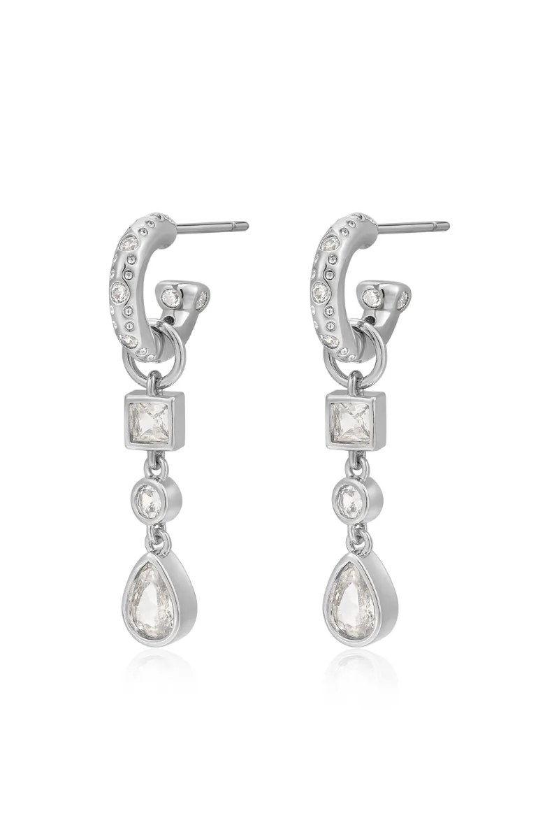 LUV AJ Bezel Stone Charm Huggies art deco