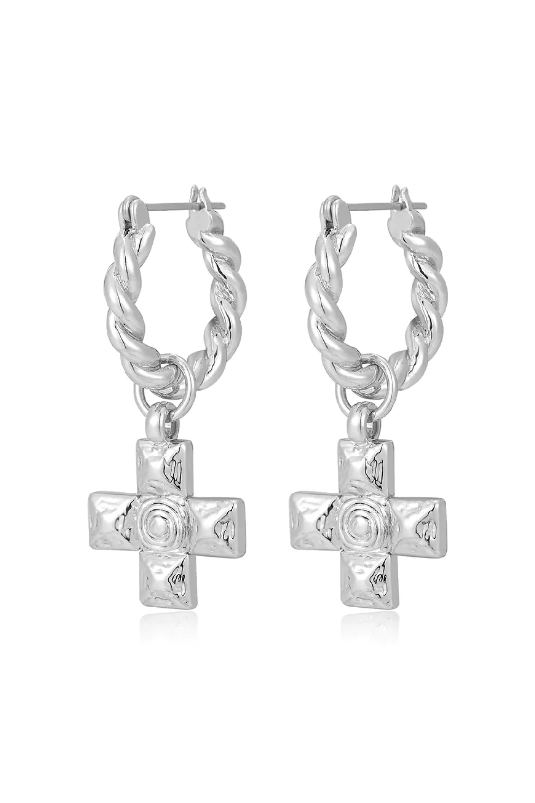 LUV AJ Molten Cross Twisted Hoops glass core