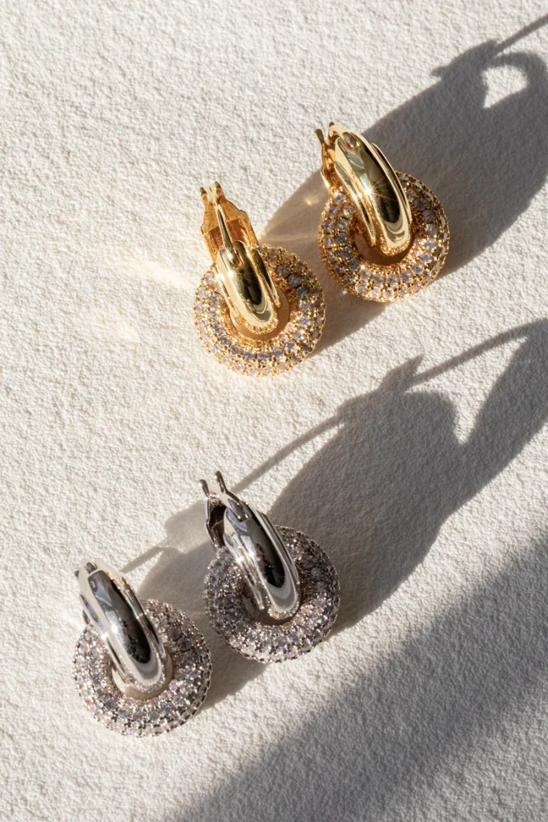 LUV AJ Pave Interlock Hoops date ready