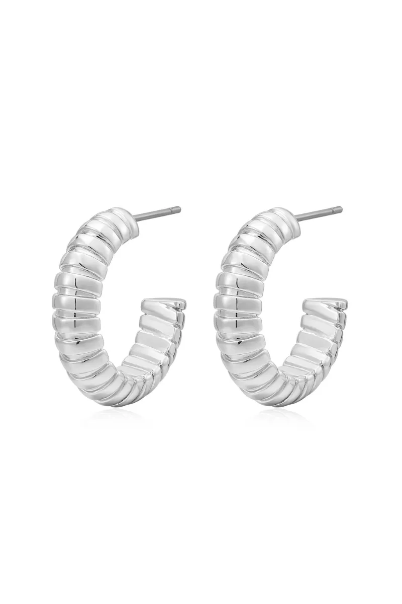 LUV AJ Snake Chain Hoops solid block