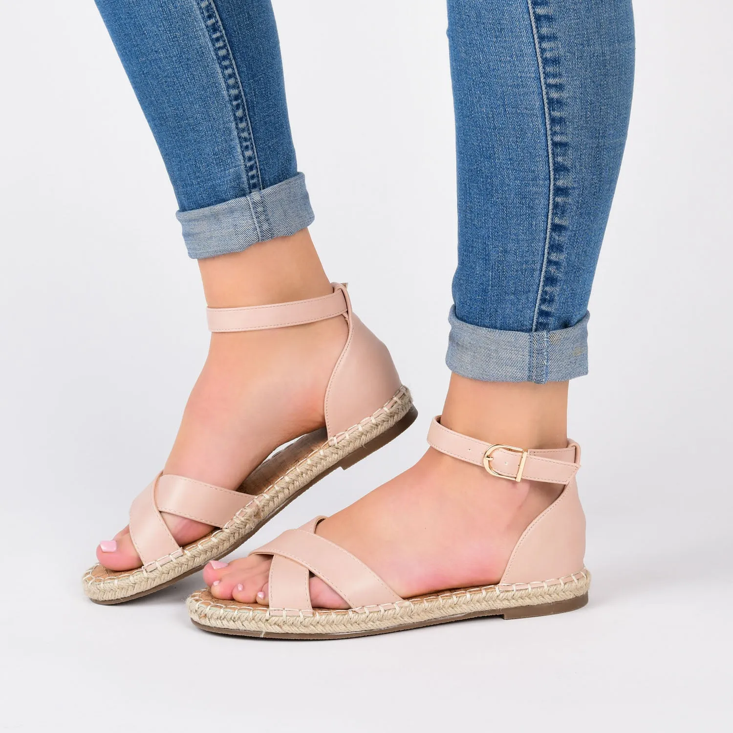 LYDDIA ESPADRILLE SANDALS IN FAUX LEATHER street slip