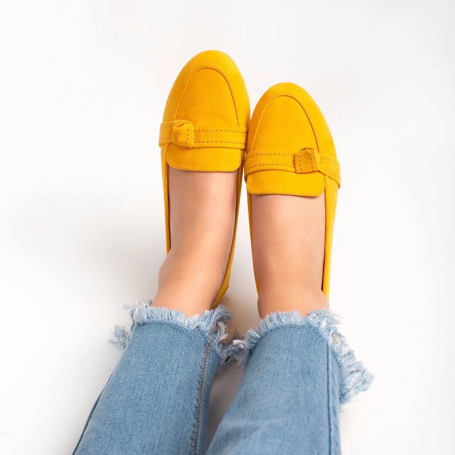 MARCI LOAFER FLATS IN FAUX SUEDE drive safe