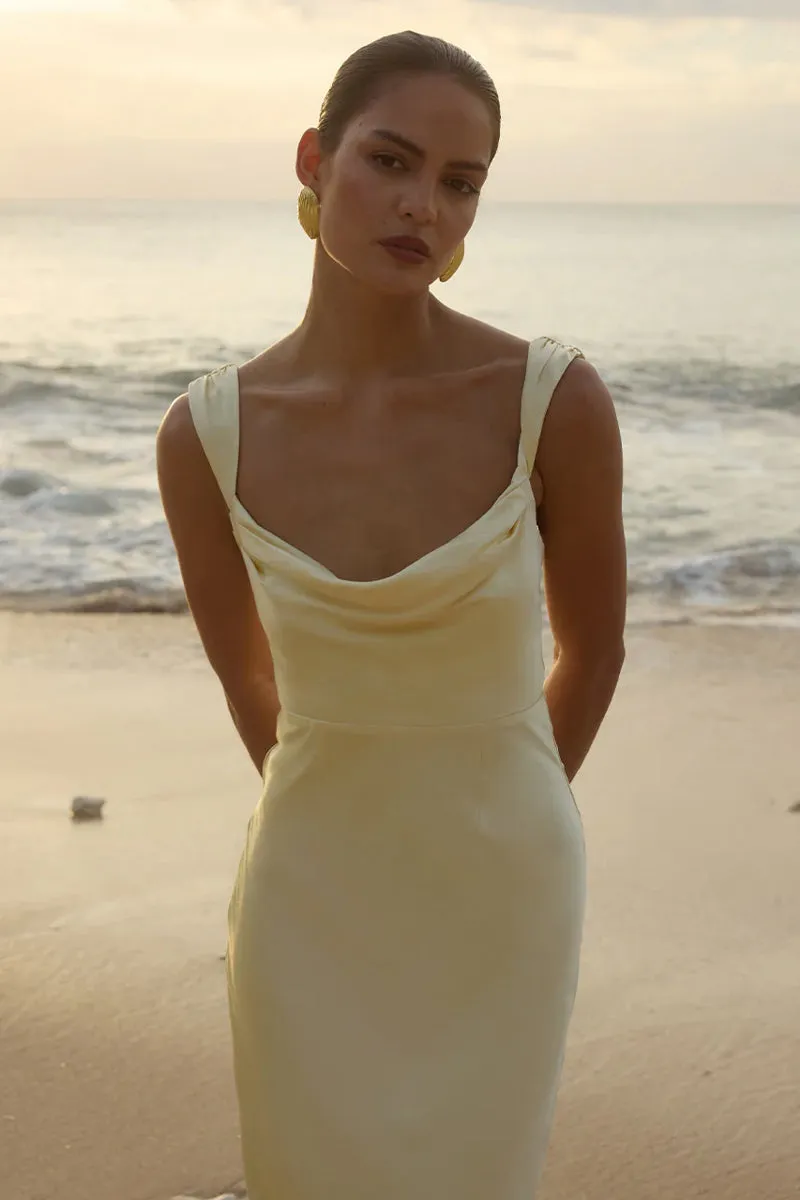 Margot Cowl Neck Satin Maxi Dress soft energy
