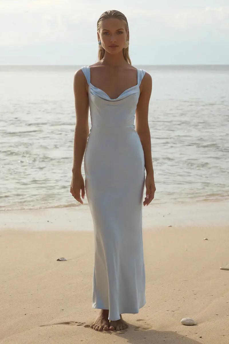 Margot Cowl Neck Satin Maxi Dress soft energy