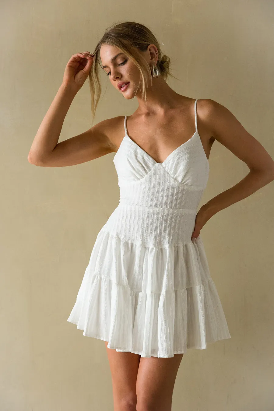 Martina Ribbed Tie Back Mini Dress quiet shine