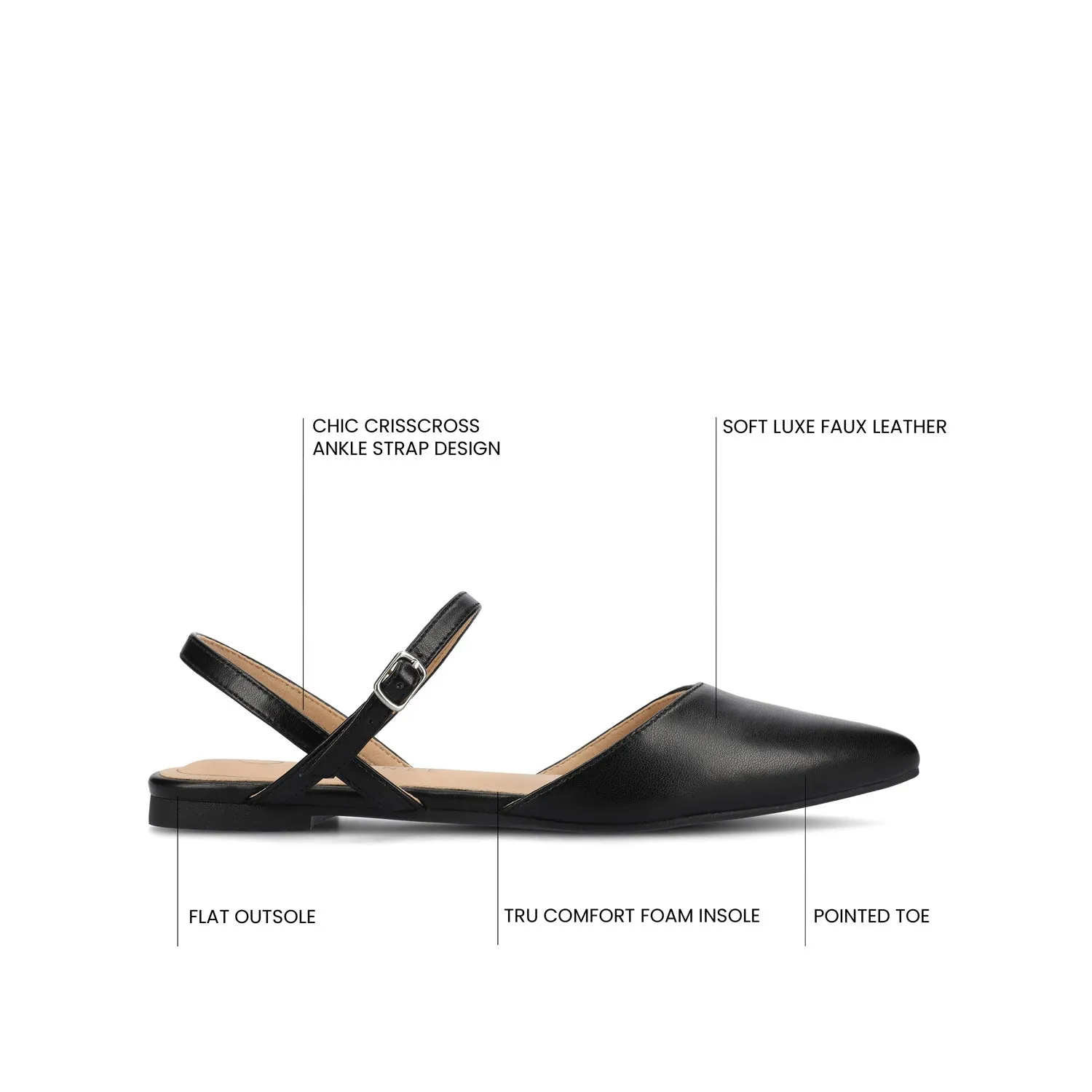 MARTINE SLINGBACK FLATS IN FAUX LEATHER travel light