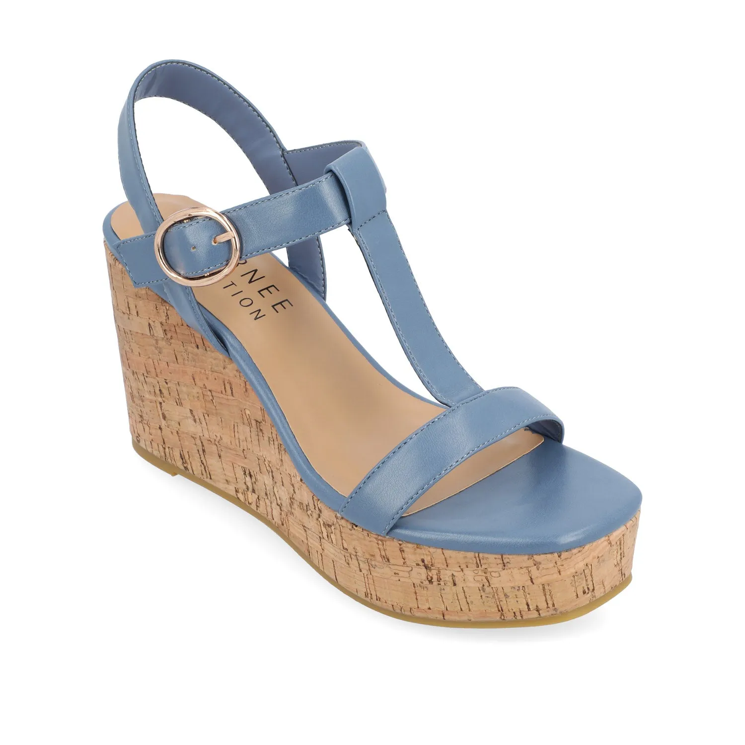 MATILDAA CORK WEDGE HEEL SANDALS IN FAUX LEATHER dust free