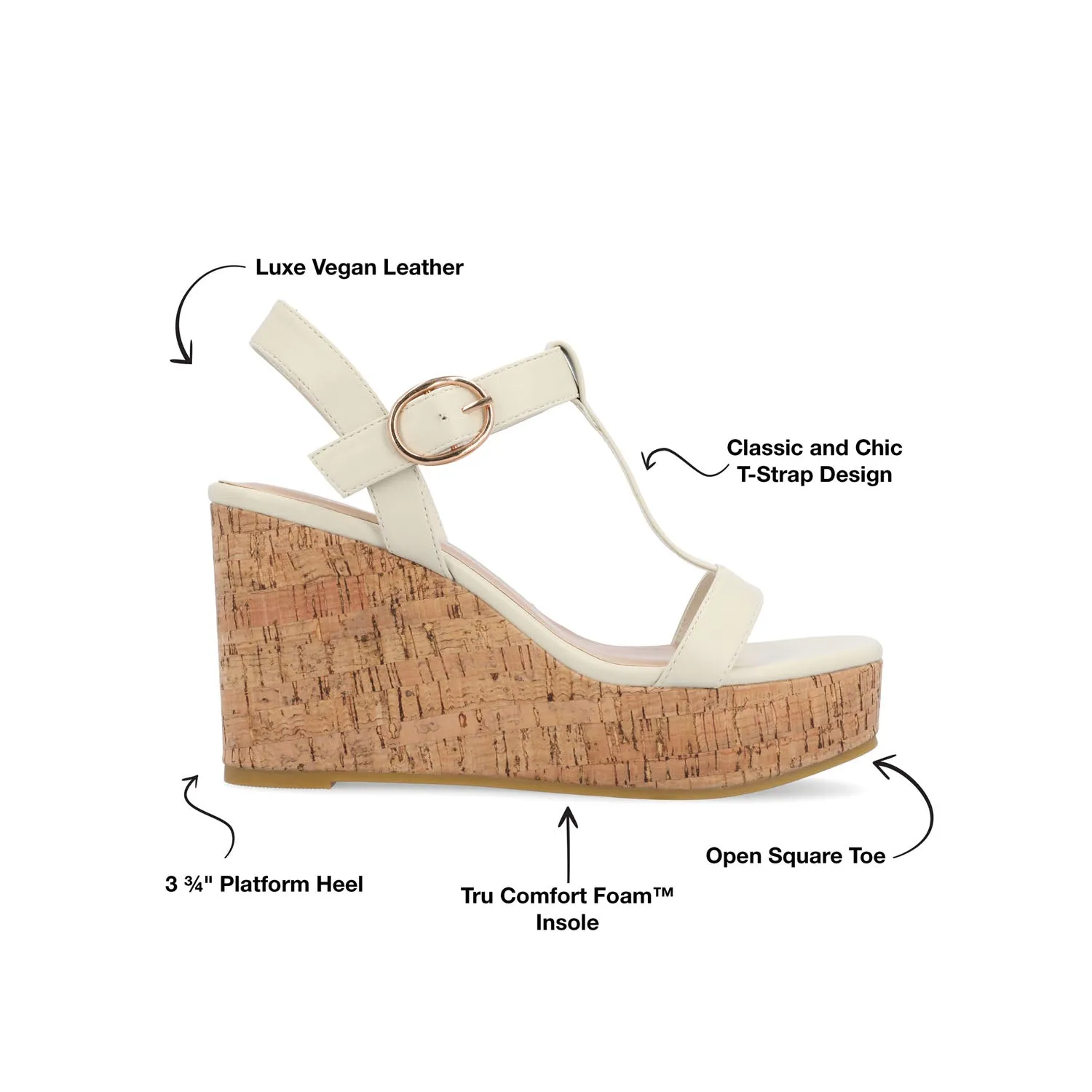 MATILDAA CORK WEDGE HEEL SANDALS IN FAUX LEATHER dust free