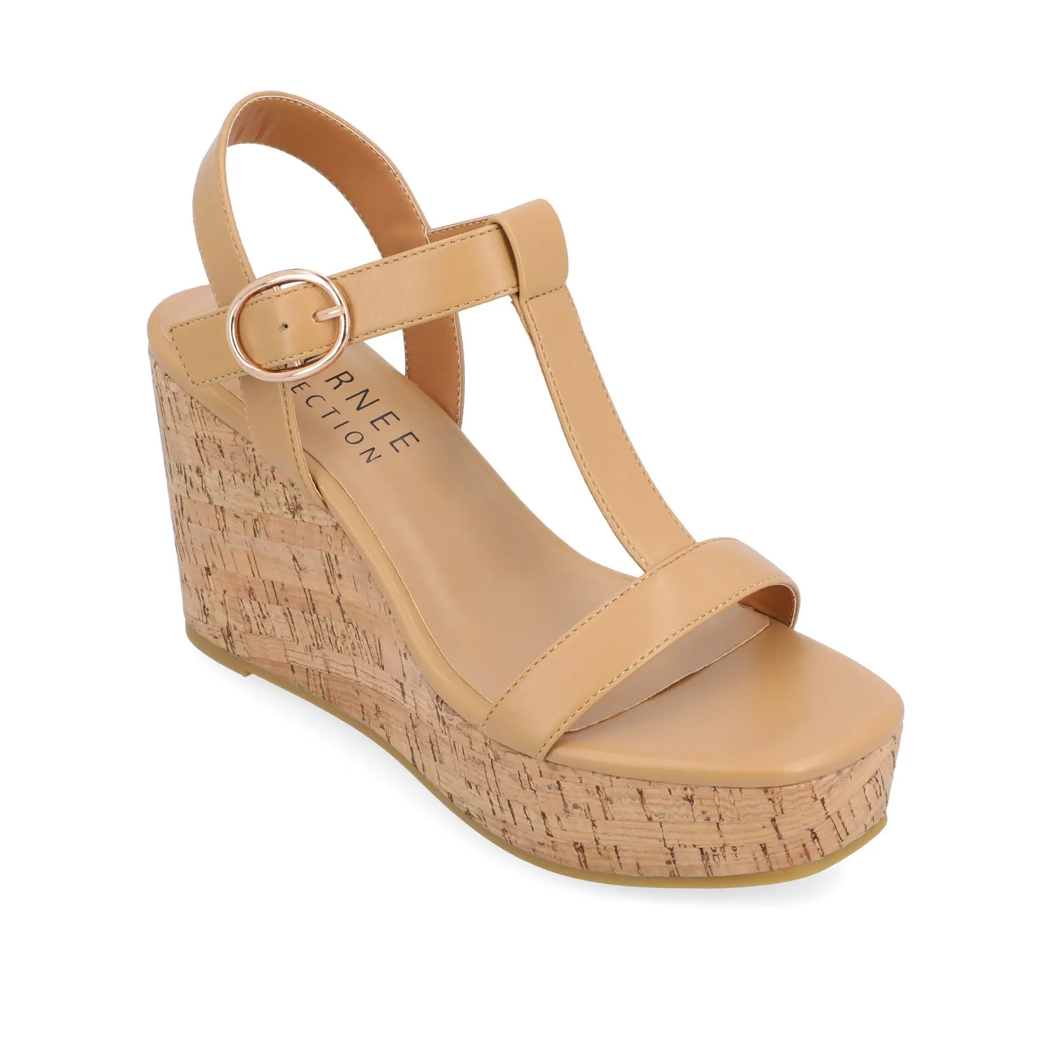 MATILDAA CORK WEDGE HEEL SANDALS IN FAUX LEATHER dust free