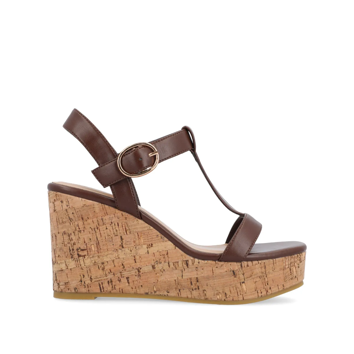 MATILDAA CORK WEDGE HEEL SANDALS IN FAUX LEATHER dust free