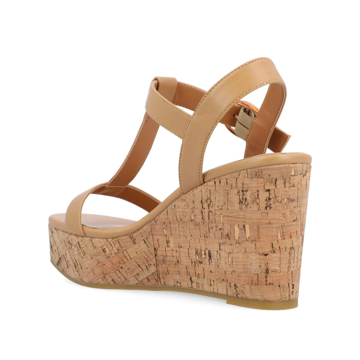 MATILDAA CORK WEDGE HEEL SANDALS IN FAUX LEATHER dust free