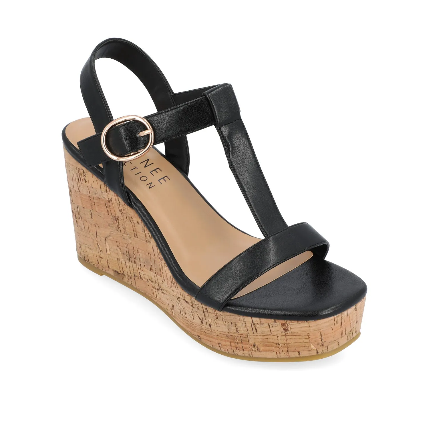 MATILDAA CORK WEDGE HEEL SANDALS IN FAUX LEATHER dust free