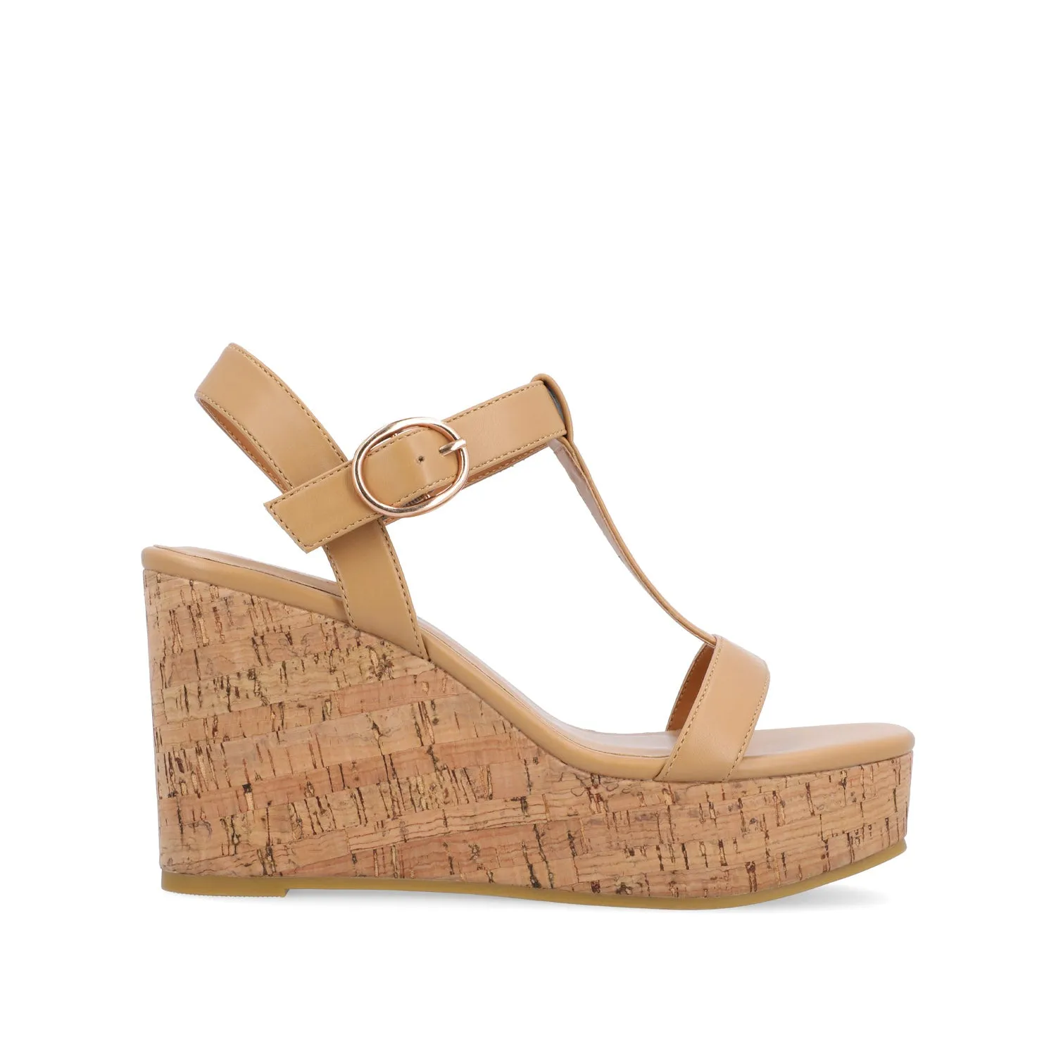 MATILDAA CORK WEDGE HEEL SANDALS IN FAUX LEATHER dust free