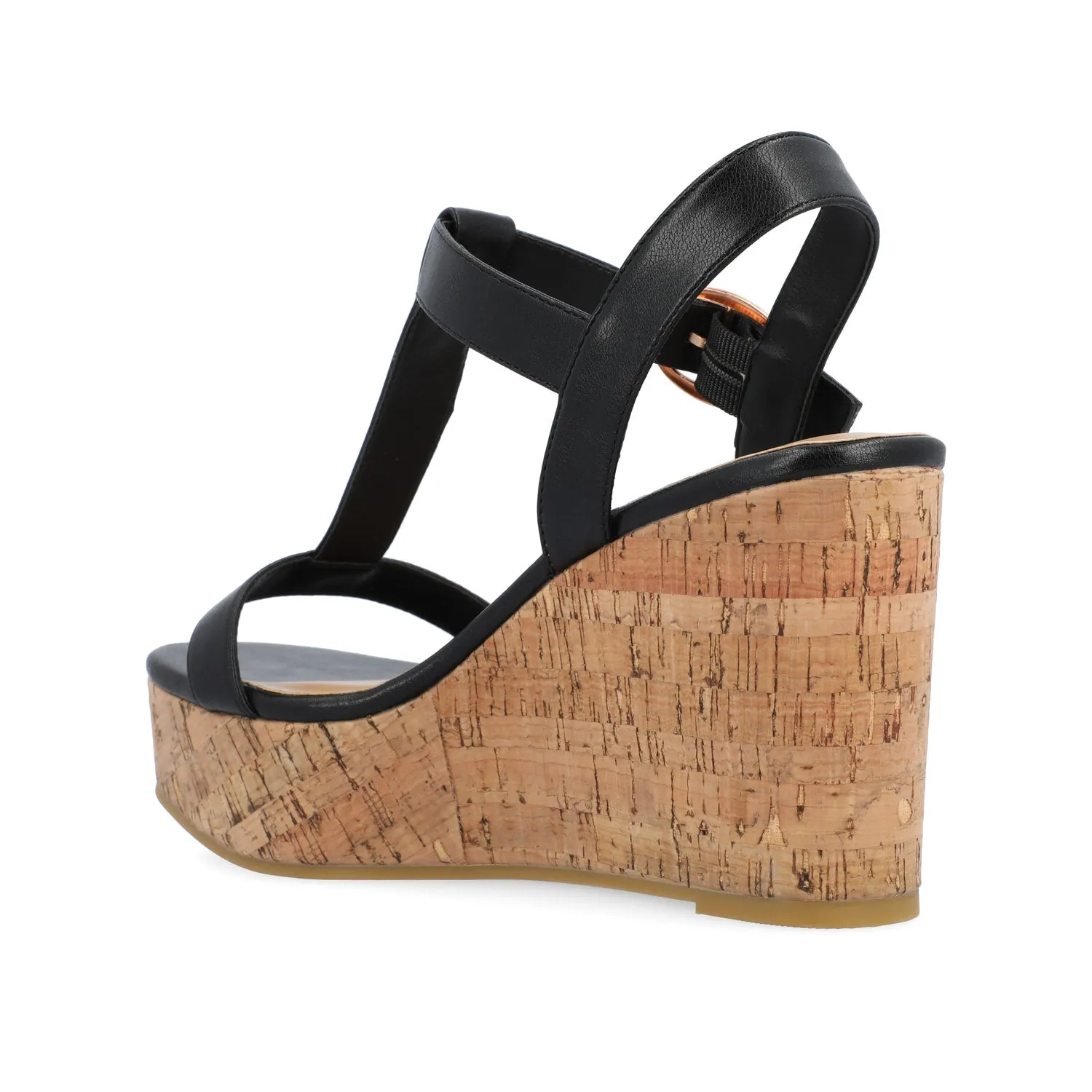 MATILDAA CORK WEDGE HEEL SANDALS IN FAUX LEATHER dust free