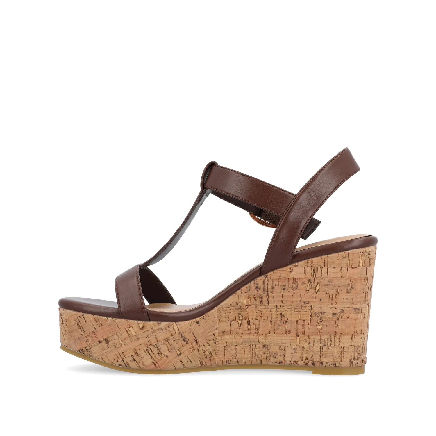 MATILDAA CORK WEDGE HEEL SANDALS IN FAUX LEATHER dust free