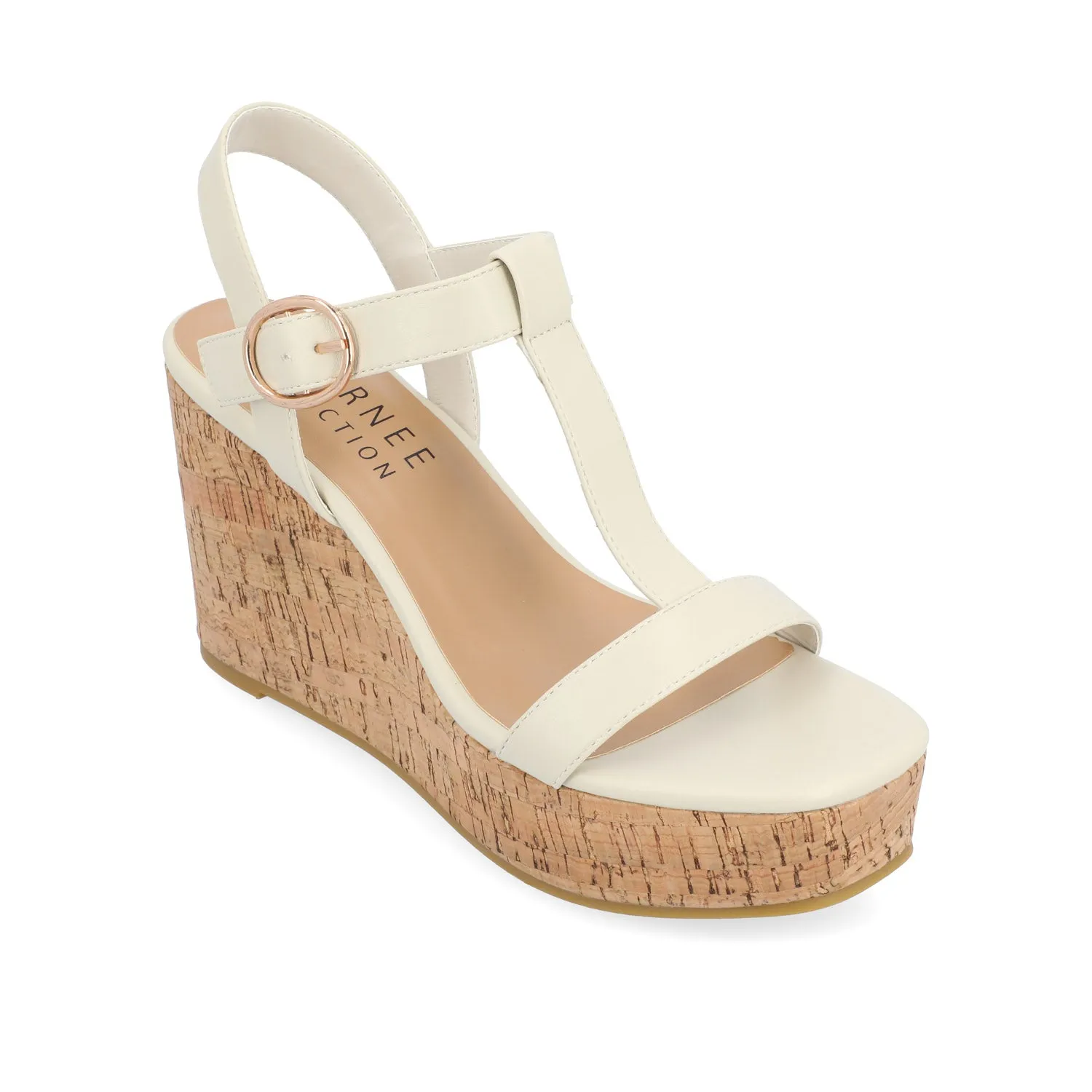 MATILDAA CORK WEDGE HEEL SANDALS IN FAUX LEATHER dust free