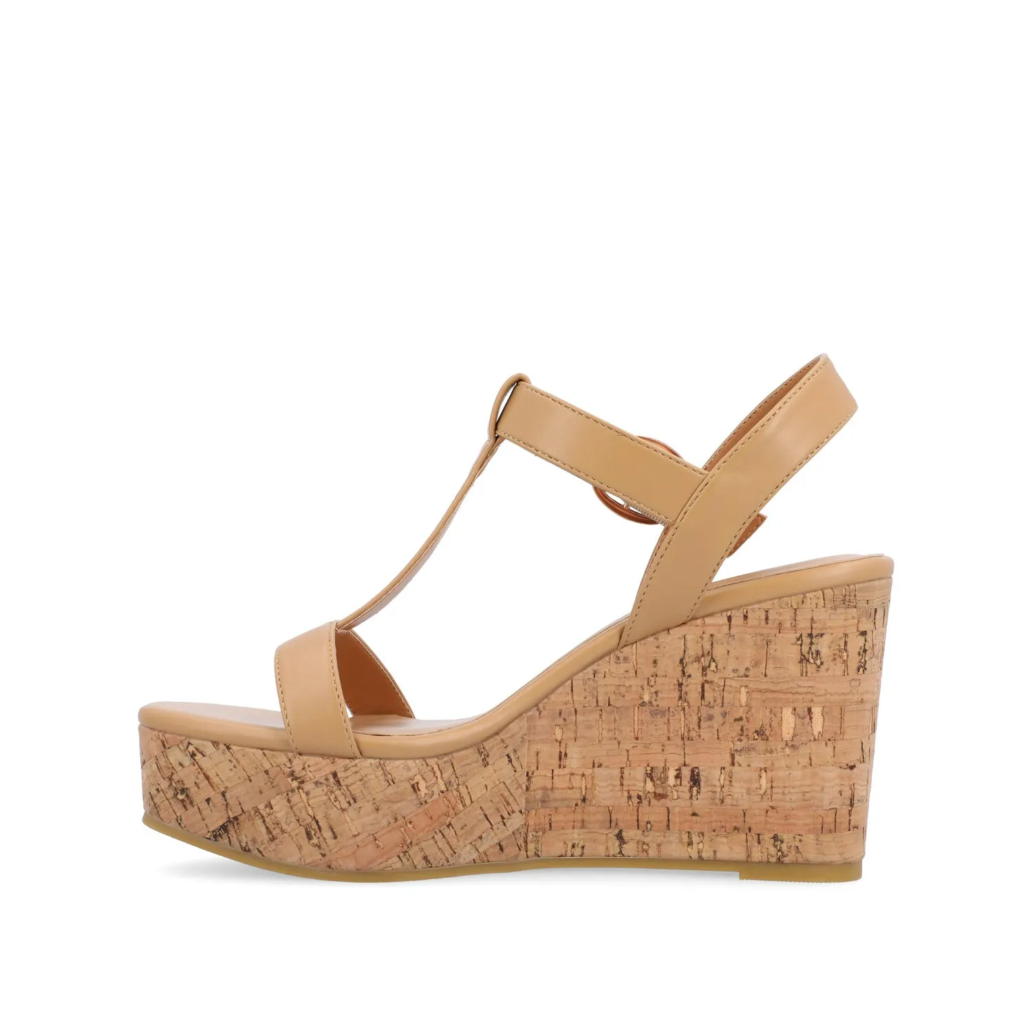MATILDAA CORK WEDGE HEEL SANDALS IN FAUX LEATHER dust free