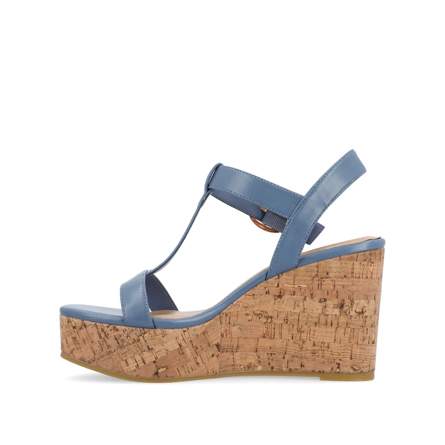 MATILDAA CORK WEDGE HEEL SANDALS IN FAUX LEATHER dust free