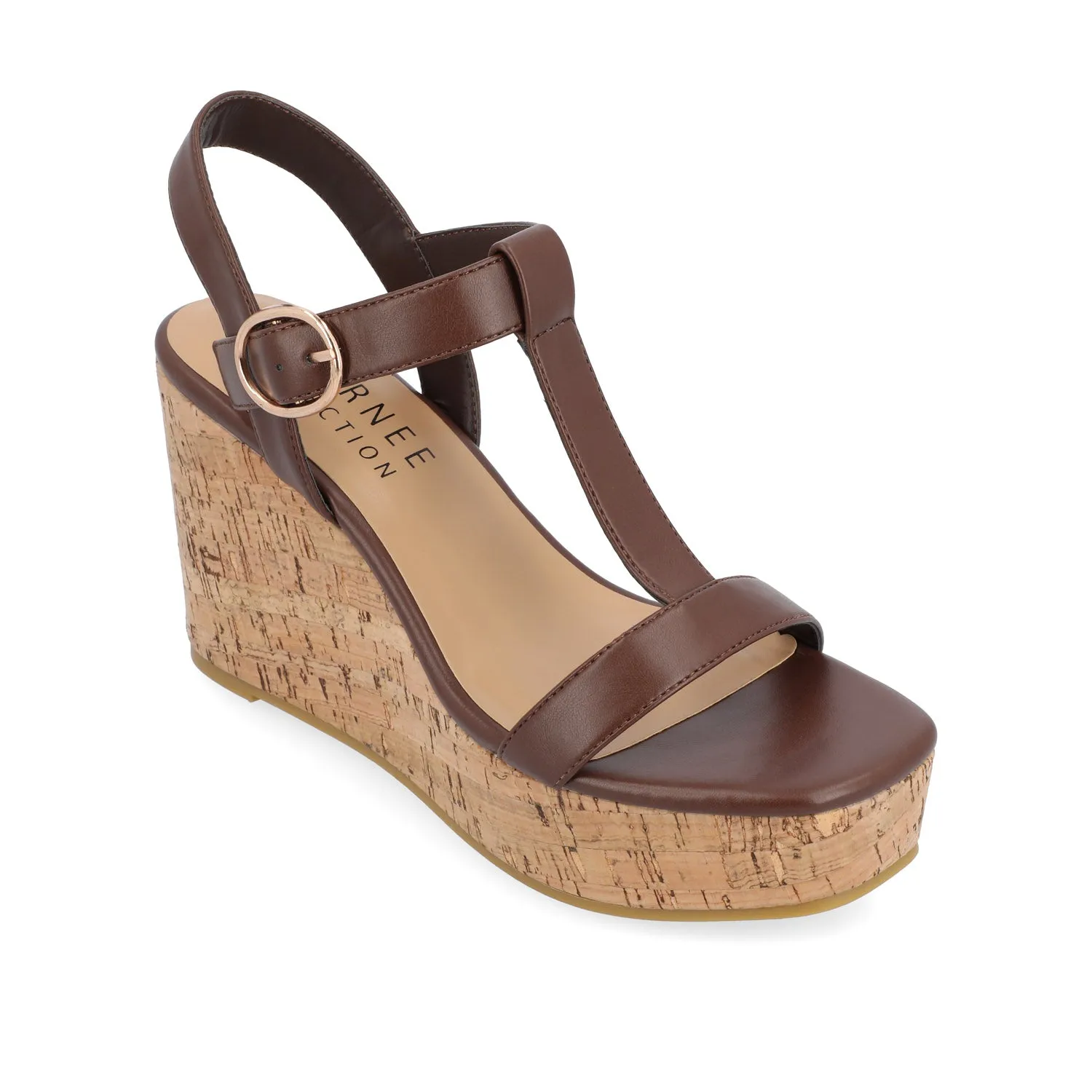 MATILDAA CORK WEDGE HEEL SANDALS IN FAUX LEATHER dust free
