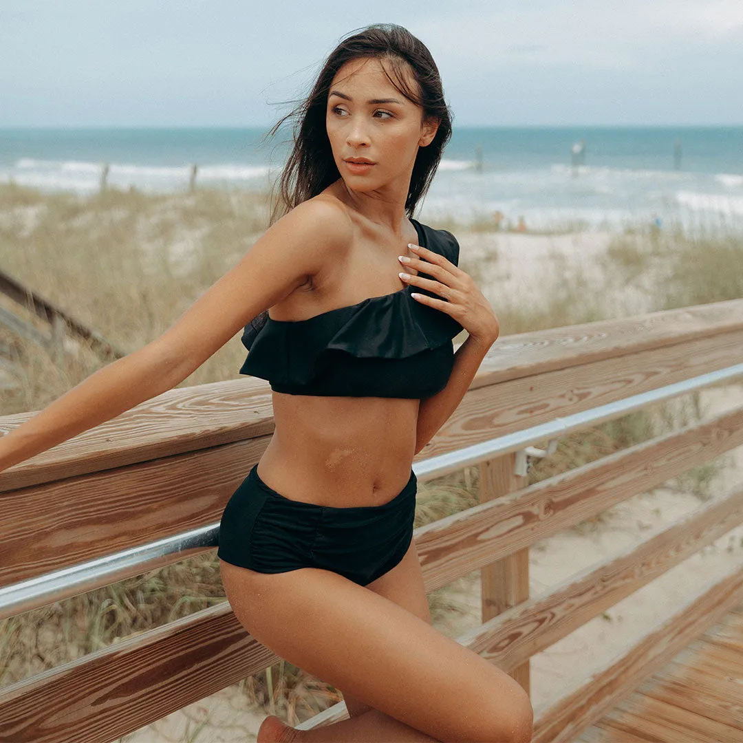 Matte Black Paneled Bottoms flex stretch