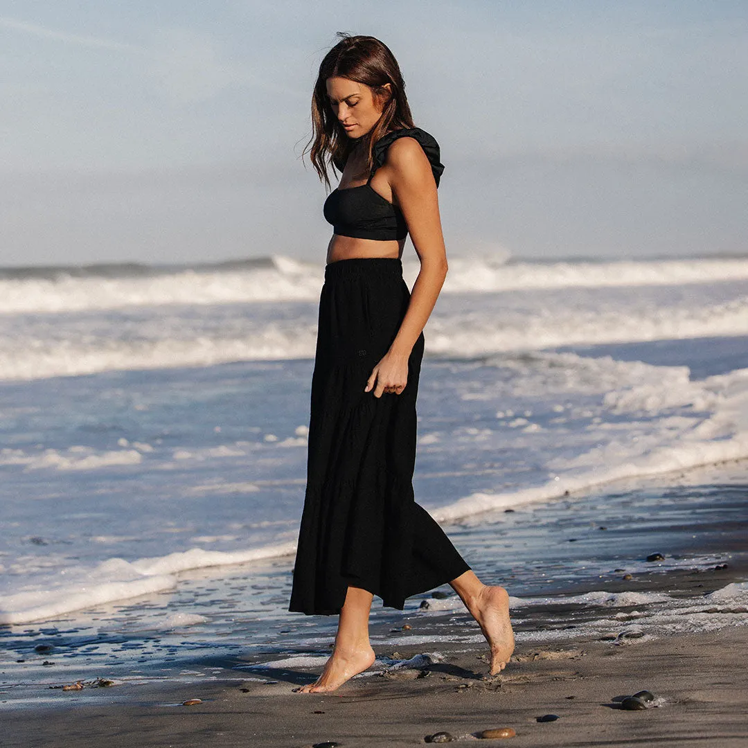 Maxi Skirt, Black linen hug